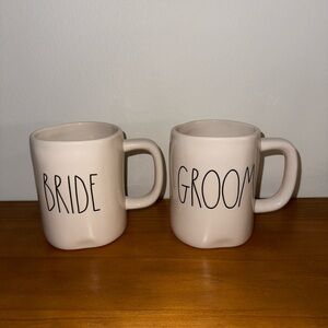 Rae Dunn Bride and Groom Set Farmhouse Coffee Mugs White One Size